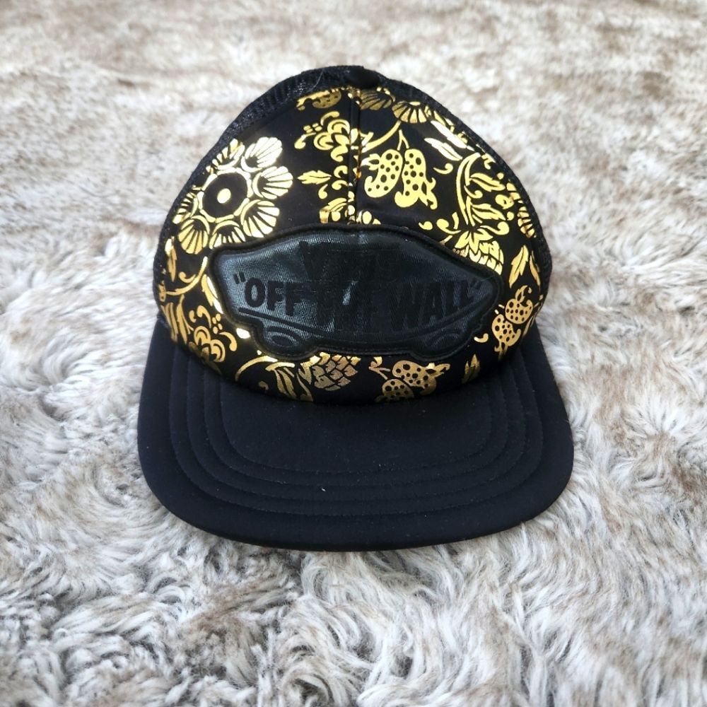 Vans Men's Snapback Trucker Hat Classic Patch Gold Leaf Floral Hat